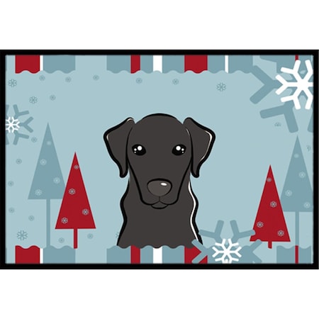 Carolines Treasures Winter Holiday Black Labrador Indoor and Outdoor Mat- 24 x 36 in. BB1731JMAT